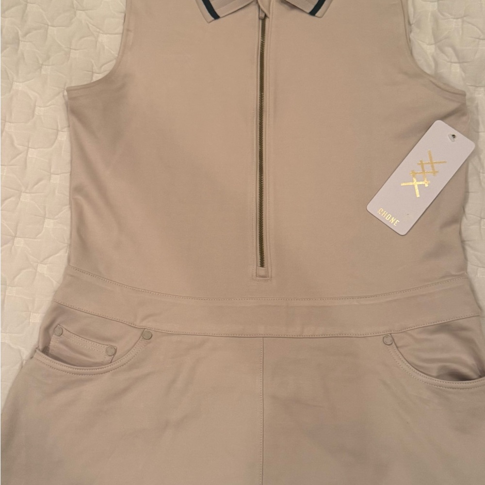 Sleeveless Polo Golf Dress in Light Beige - Picture 8 of 9